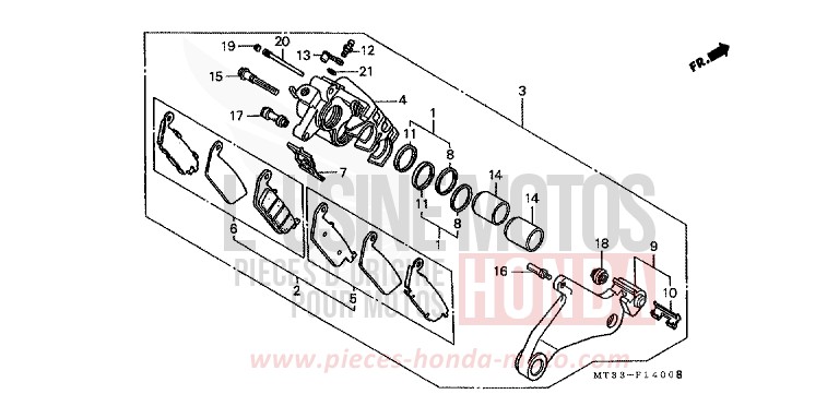 HINTERRAD-BREMSSATTEL von Pan-European ABS PEARL MULBERRY RED (R178D) von 1992
